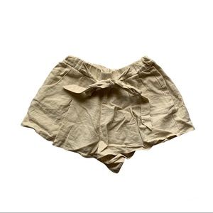 REVAMPED casual beige linen mini shorts